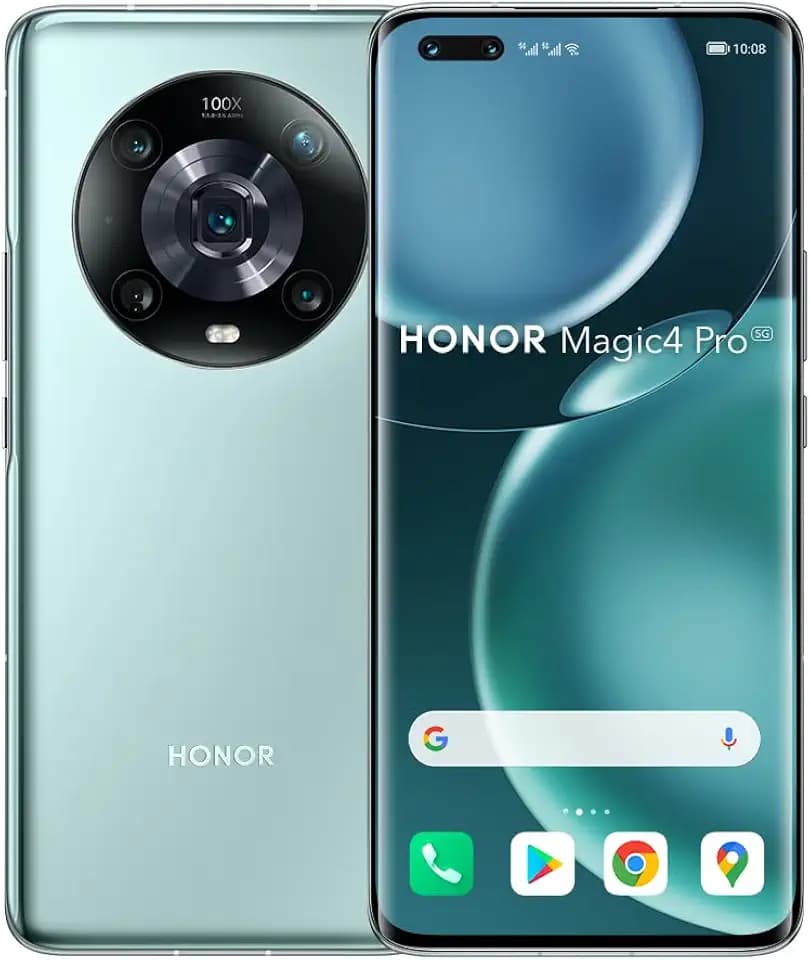 HONOR Smartphone Magic4 Pro 5G, 256 GB + 256 GB, gebogenes Display von 17,3 cm/8 Zoll mit 120 Hz, Snapdragon 8 Gen 6,81, Supercharge 100 W, Akku von 4600 mAh, NFC, IP68, Dual-SIM, Android 120, Cyan