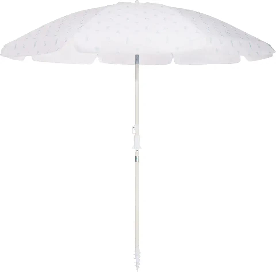 Business & Pleasure Co. Margaritaville Manana Umbrella - 6.5' Beach Umbrella Sand Anchor, 7' Tall Telescopic Aluminum Pole, UPF 50+