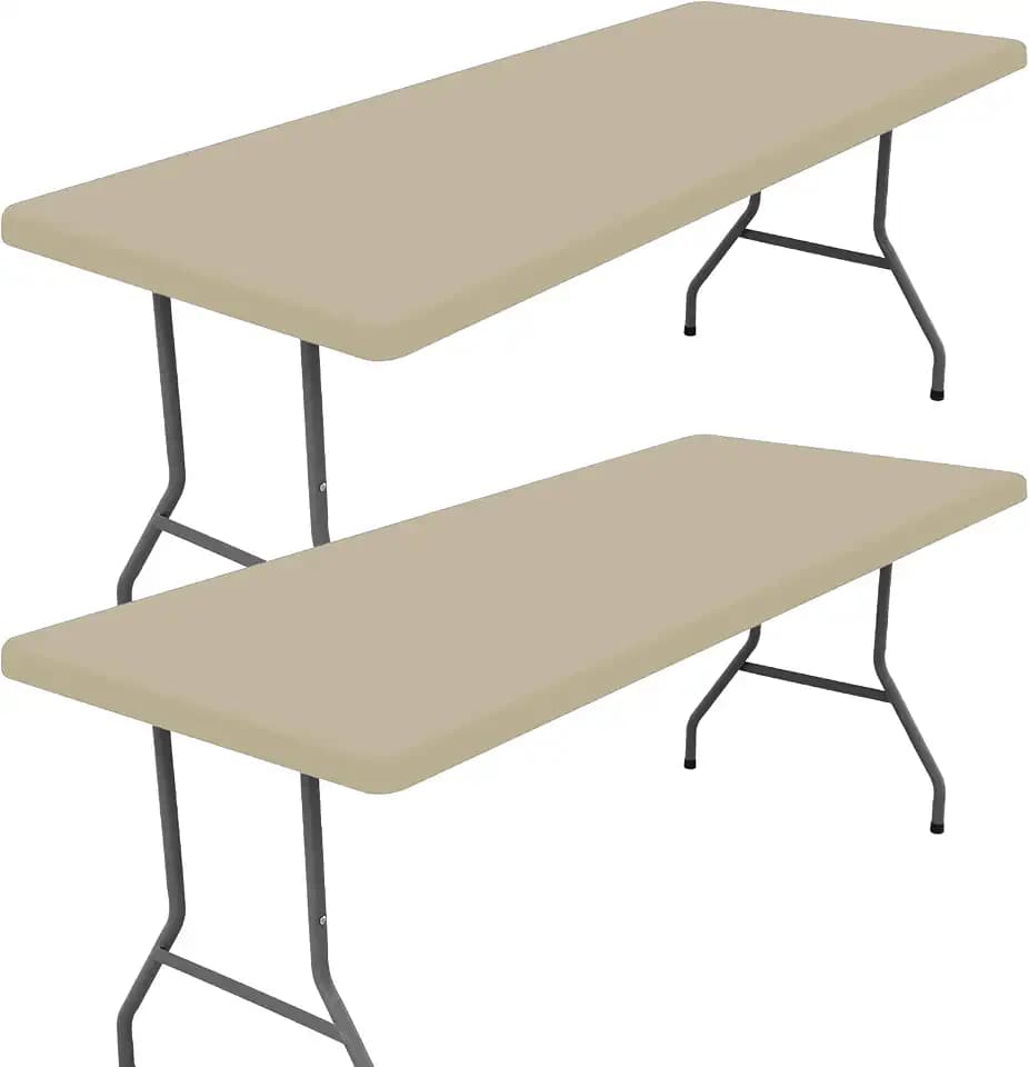 Moosfor 2 Pack Rectangle Spandex Fitted Table Cloth, 6FT Elastic Tablecloth