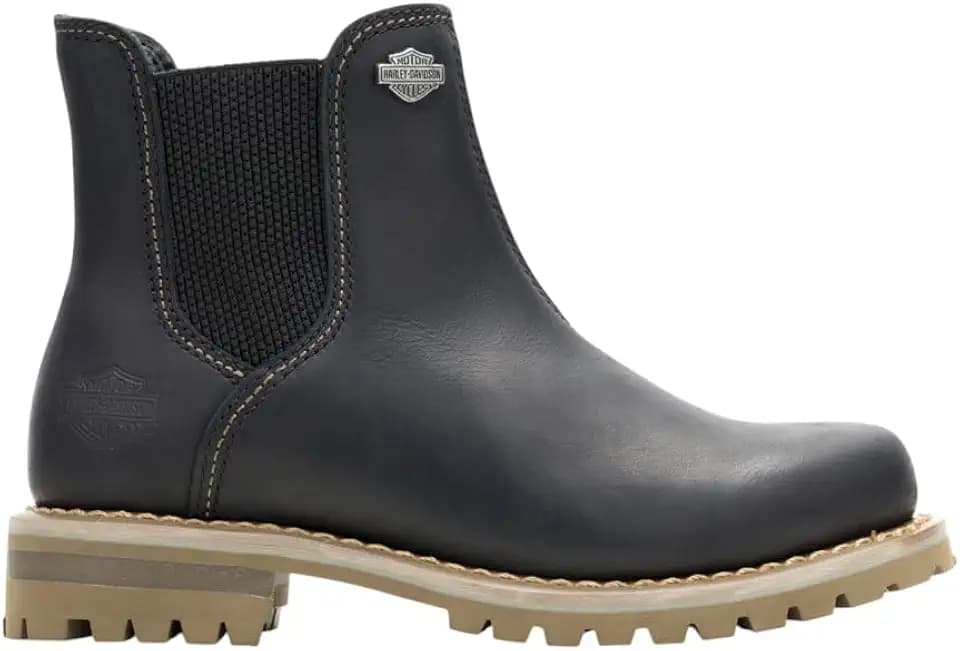 Harley-Davidson Footwear Womens Gynger Round Toe Chelsea Casual Boots Ankle Low Heel 1-2"