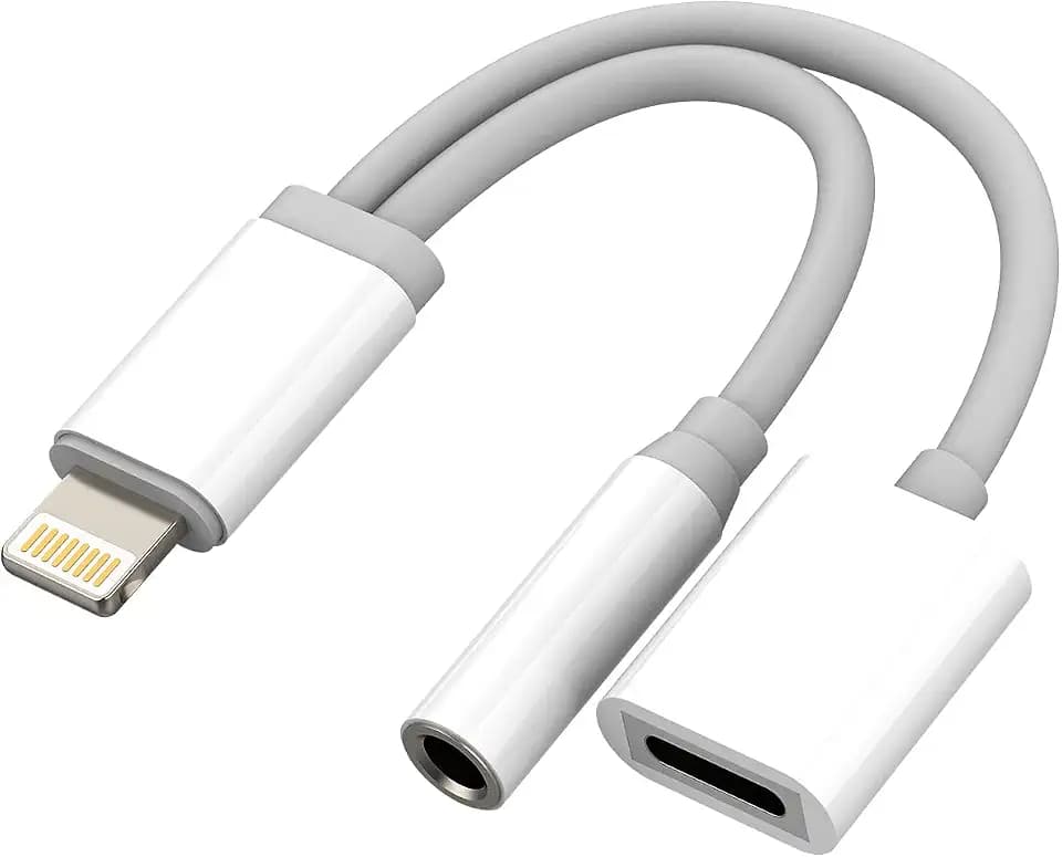Lightning to 3.5mm Headphone Adapter for iPhone, 2 in 1 Design Audio