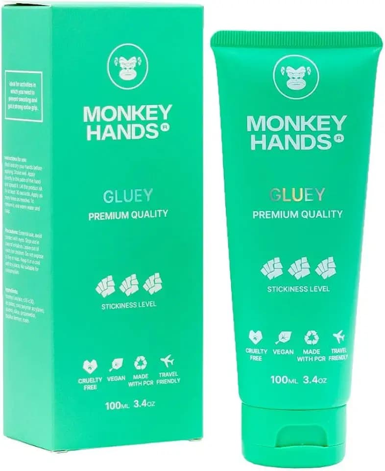 Monkeyhands Gluey Grip | Superstarker Halt für Fitness und Pole Dance | Ideal für Calisthenics, Ringe, Parkour, Turnen | Vegan, Ohne Parabene, mit Harz | Grün, 100ml
