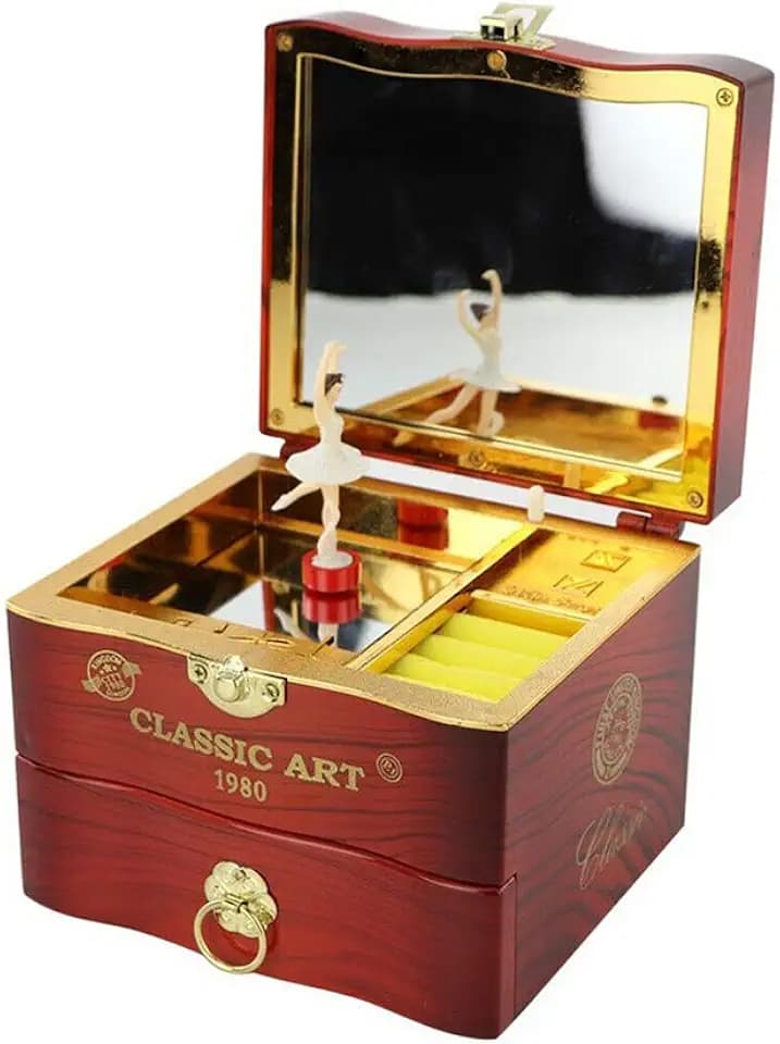 Faderr Ballerina Spieluhr für Mädchen, Rotierende Tänzerin Musikbox, Braun