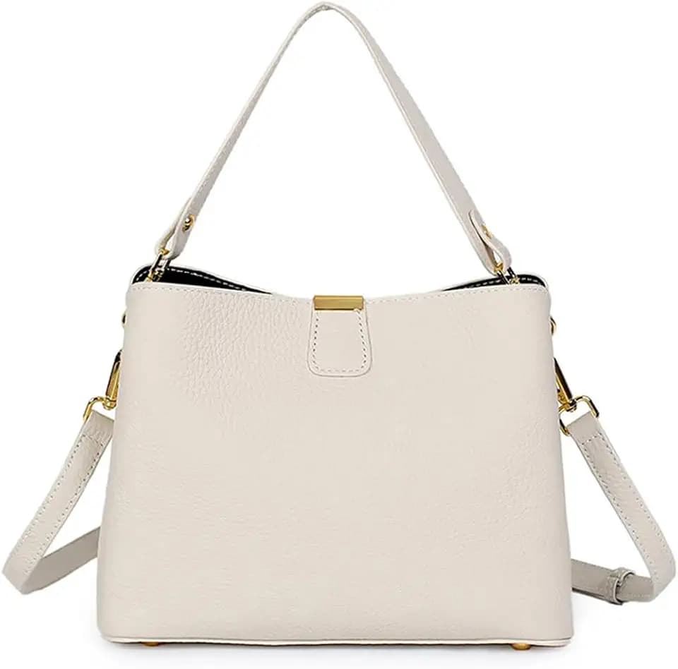 Small Women Soft Genuine Leather Shoulder Bag Crossbody Purses for Lady Bucket Handbag