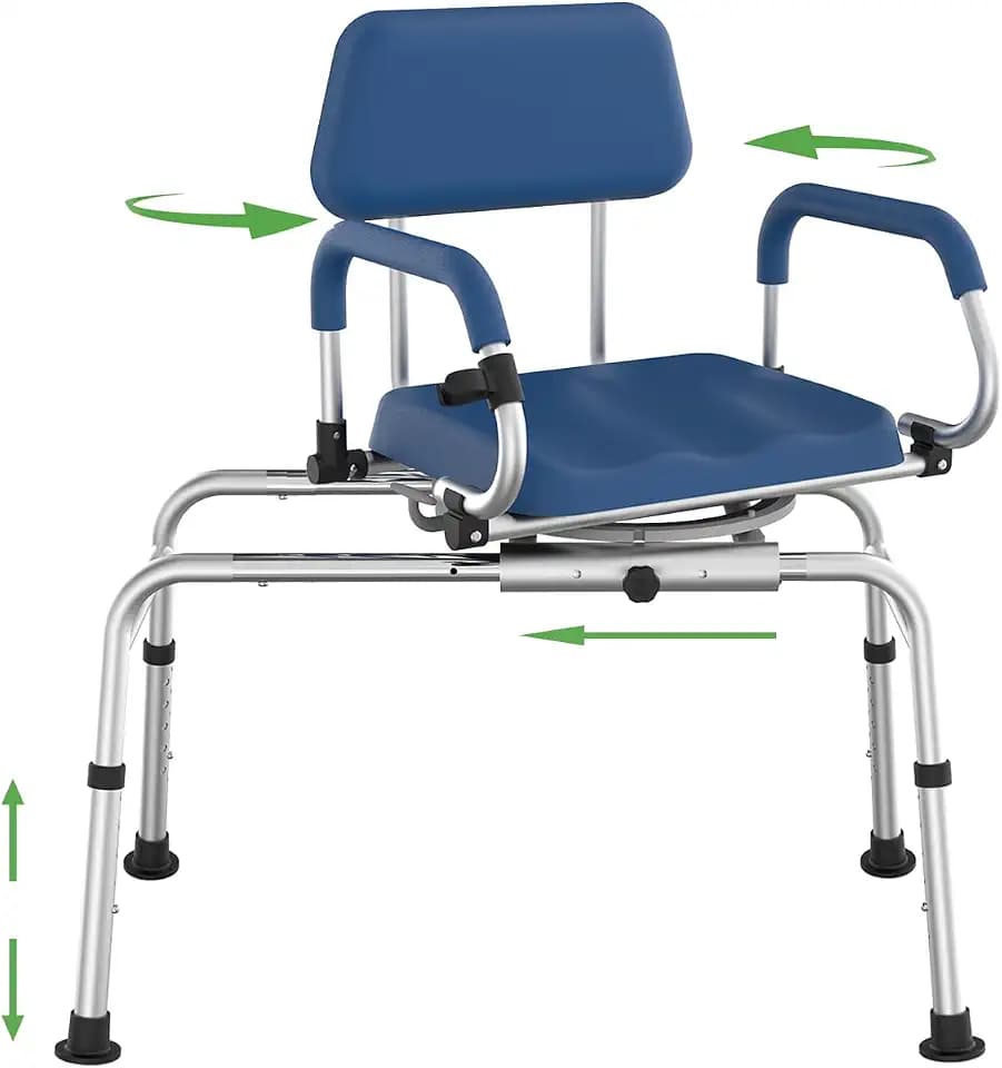 Loyoda Sliding Shower Chair with Swivel Seat for Seniors，350 Lb Capacity