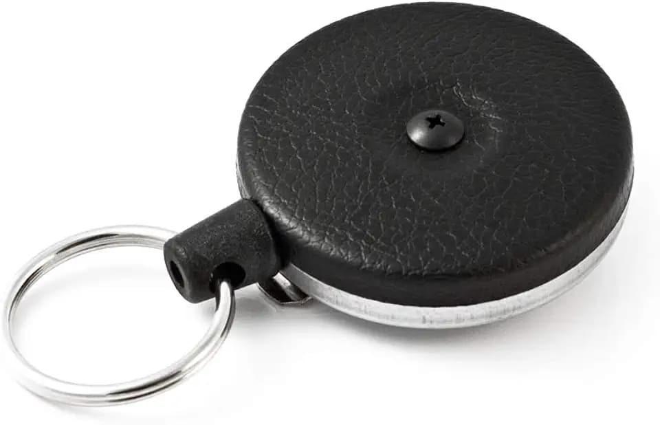 KEY-BAK Original Einziehbarer Schlüsselhalter mit Chrom-Front, Stahl-Gürtelclip und Schlüsselring