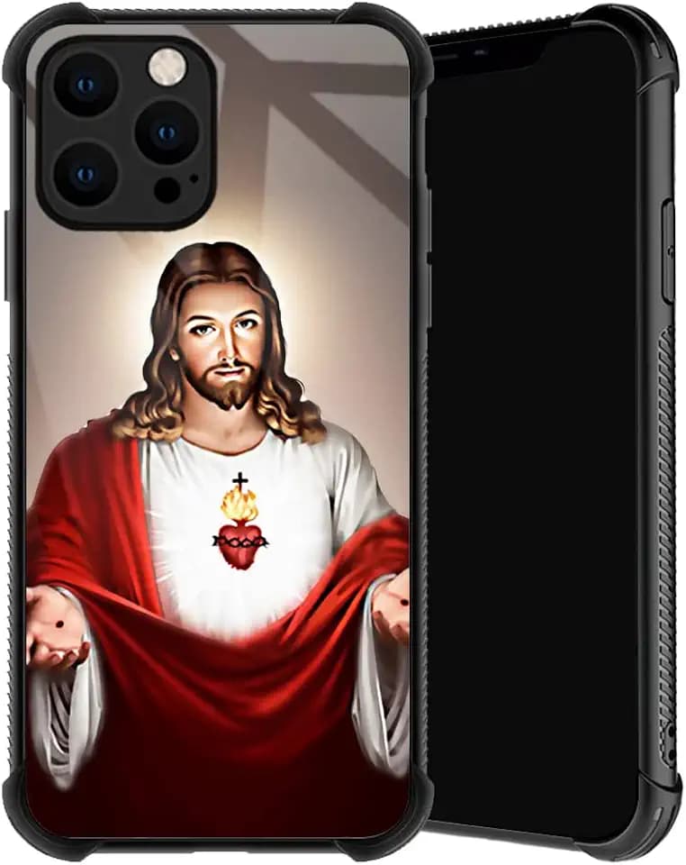 Compatible with iPhone 13 Pro Max Case,Jesus Christ Phone Cover for Men/Women,Soft TPU Anti-Skid Thread Frame Four Corner Anti-Collision Protection Case Compatible with iPhone 13 Pro Max