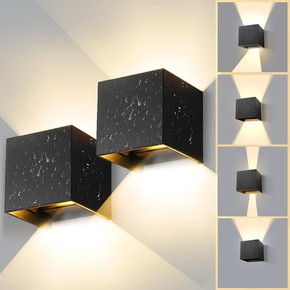 CHENBEN 2 Stücke Wandleuchte Innen 12W außenlampe IP65,3000K Warmweiß Aluminium LED Wandlampe Außen/Innen, Einstellbarer Lichtstrahl außenlampe für Garten/Flur/Weg,Eisenhaltig