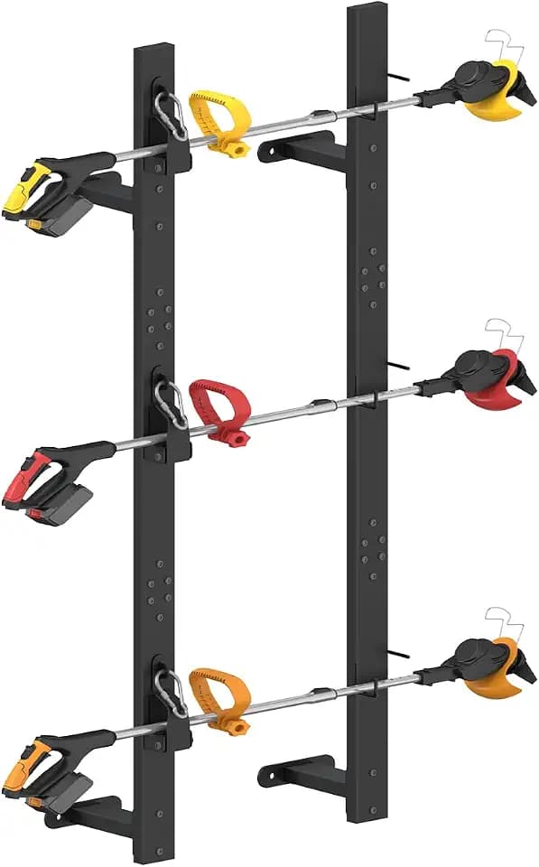 Koutemie Weed Eater Rack for Enclosed Trailer, 3 Place with Lockable Hasp