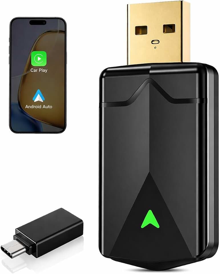Carplay Wireless Adapter – Android Auto Wireless Adapter, 5,8-GHz-WLAN, Plug & Play, Mini & Stabil, iOS 10+/Android 10+, Schnelle Auto-Verbindung für Fahrzeuge ab Baujahr 2016. (1 Stück)