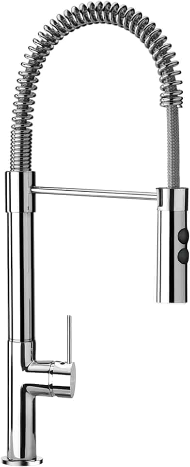 SCHOCK | Küchenarmatur Aquasoft Slim, Federhahn, schwenkbarer Griff, Slim-Profil, Schock Saving 90°, Auslaufdrehung 360°, verchromtes Messing, kombinierbar mit Spülbecken, hergestellt in Italien.
