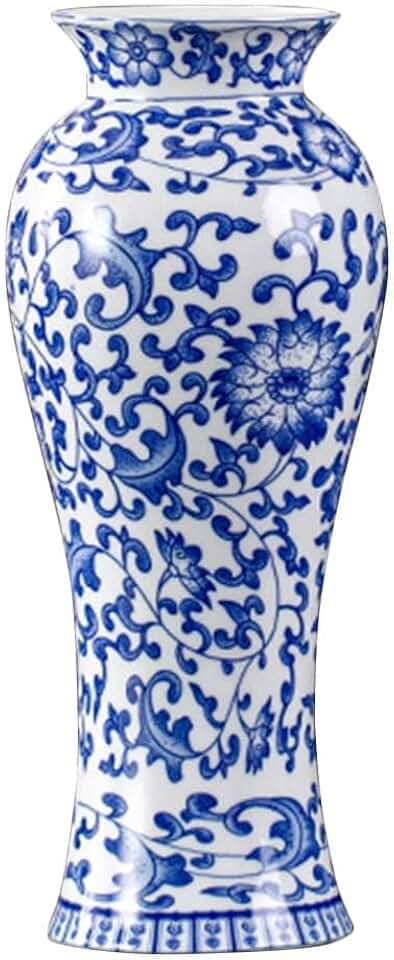 Chinese Style Porcelain Vase Small 6.69In Vintage Ceramic Flower Vase Decorative Table Centerpiece for Home Office Dried Flowers and Floral Arrangements
