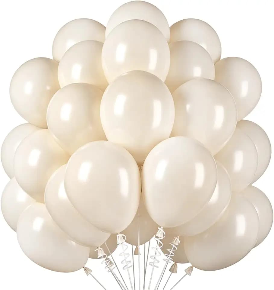 Luftballons Sand Weiß, 50 Stück Weißer Sand Latex Ballons, Helium Luftballons für Geburtstag Hochzeit JGA Abschlussfeier Baby Shower Jubiläums Jugendweihe Party Dekorationen 12 Zoll