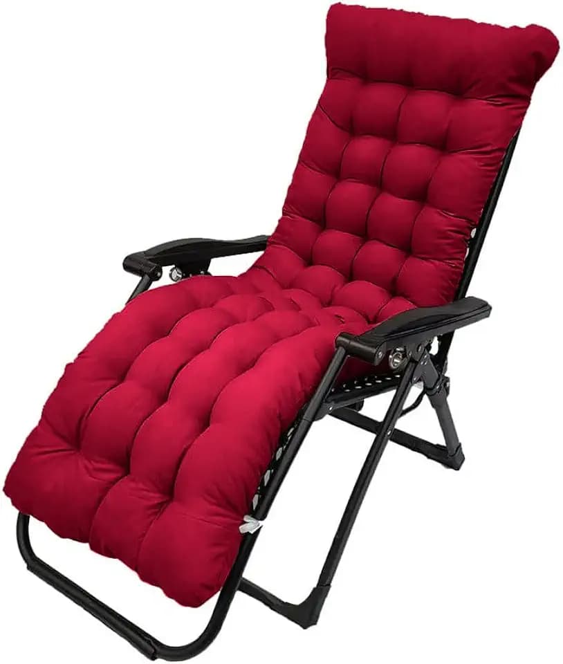 Patio Chaise Lounger Cushion,61in Lounge Chair Recliners Chair Cushions,Thicker Padded Chaise Lounger Swing Bench Cushion for Outdoor Indoor Home Office (Wine Red)
