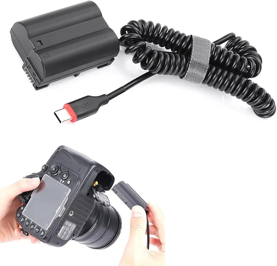 EN-EL15 Dummy Battery AC Power Adapter Continuous Power Supply Kit by Type-C PD/QC Power for Nikon Z5 Z6 Z7 Z8 D610 D750 D800 D810 D850 D7500 D7200 D7100