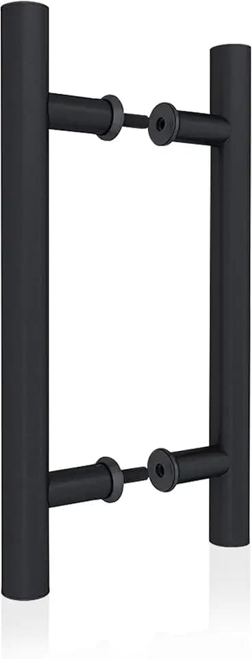 JUBEST 12" Push Pull Barn Door Handle, Double Side H Shape Sliding Door Handrail, Heavy Duty Swing Gate Handles, Matte Black