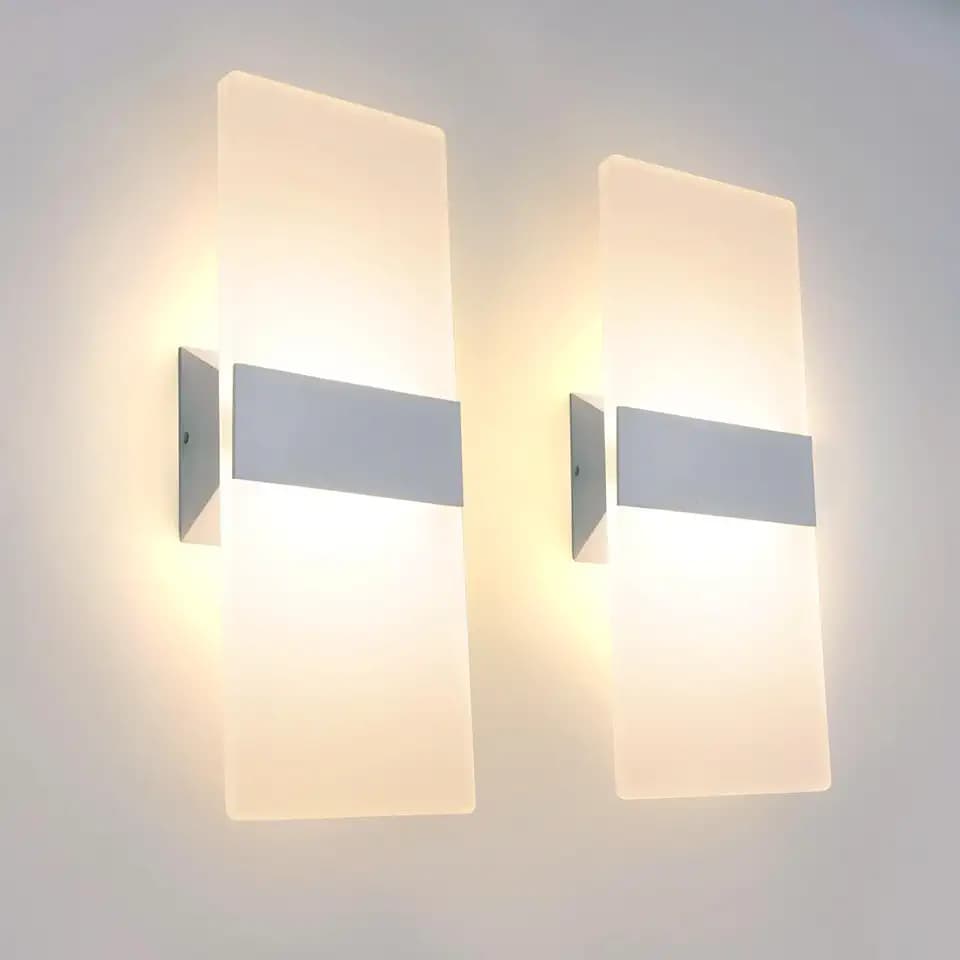 KICAAO 2 Stück Wandleuchte 12W Acryl LED Wandleuchte Warmweiß 3000K