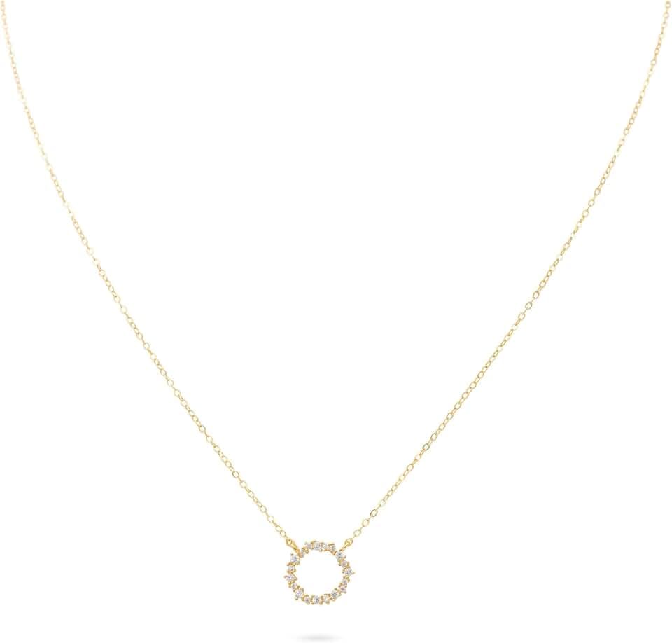 ILYAN Halskette Gold oder Silber circle, 925 Silber, 18K vergoldet, elegantes Damen Schmuckstück, Zirkonia, Geschenkidee, langlebig mit Schatulle