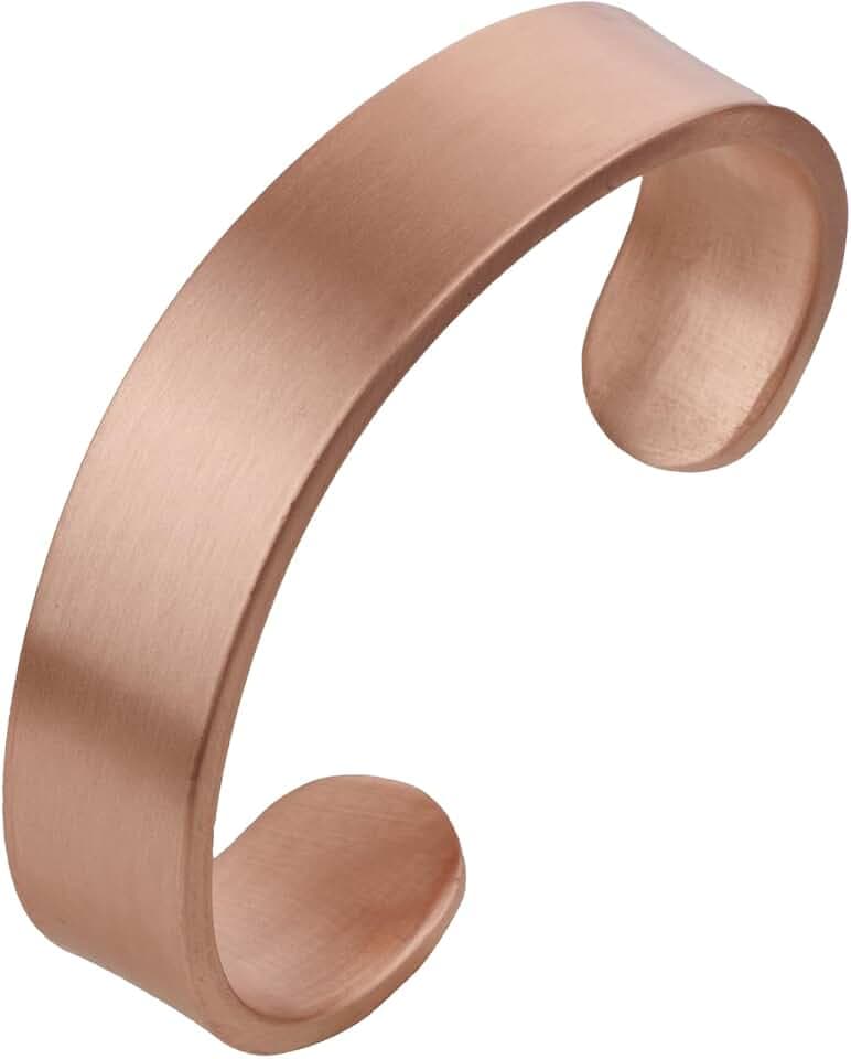 DEMMEX 3mm Thick Pure Copper Bracelet for Men & Women, Cuff Bangle