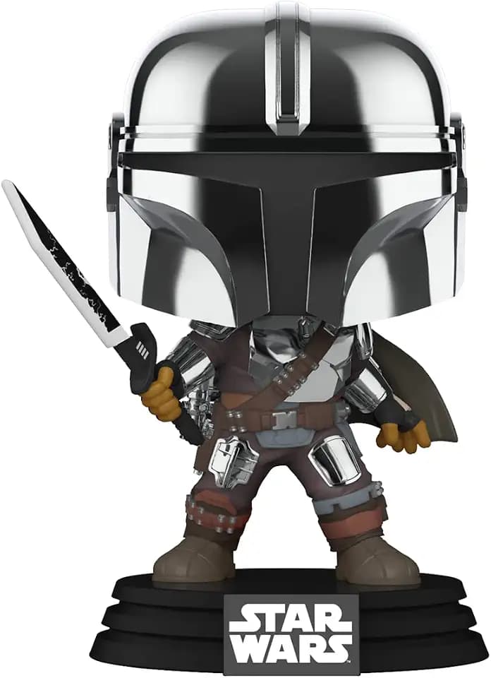 POP Funko Star Wars Mandalorian mit Dunkelschwert (Chrom & Glow in The Dark), Exklusiv