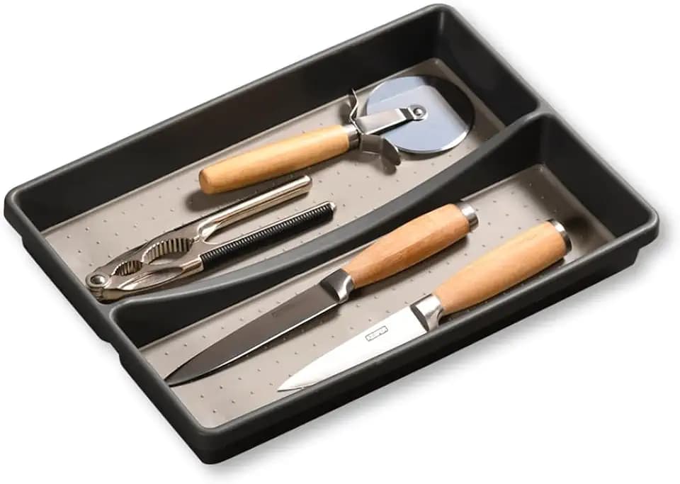 Kesper | Besteckkasten, PP, 2 Fächer, 32,5 x 23 x 4,5 cm, Grau | 30093