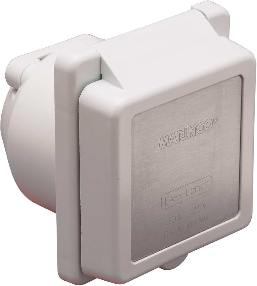 Marinco 30A 125V Easy Lock Shore Power Inlet, White