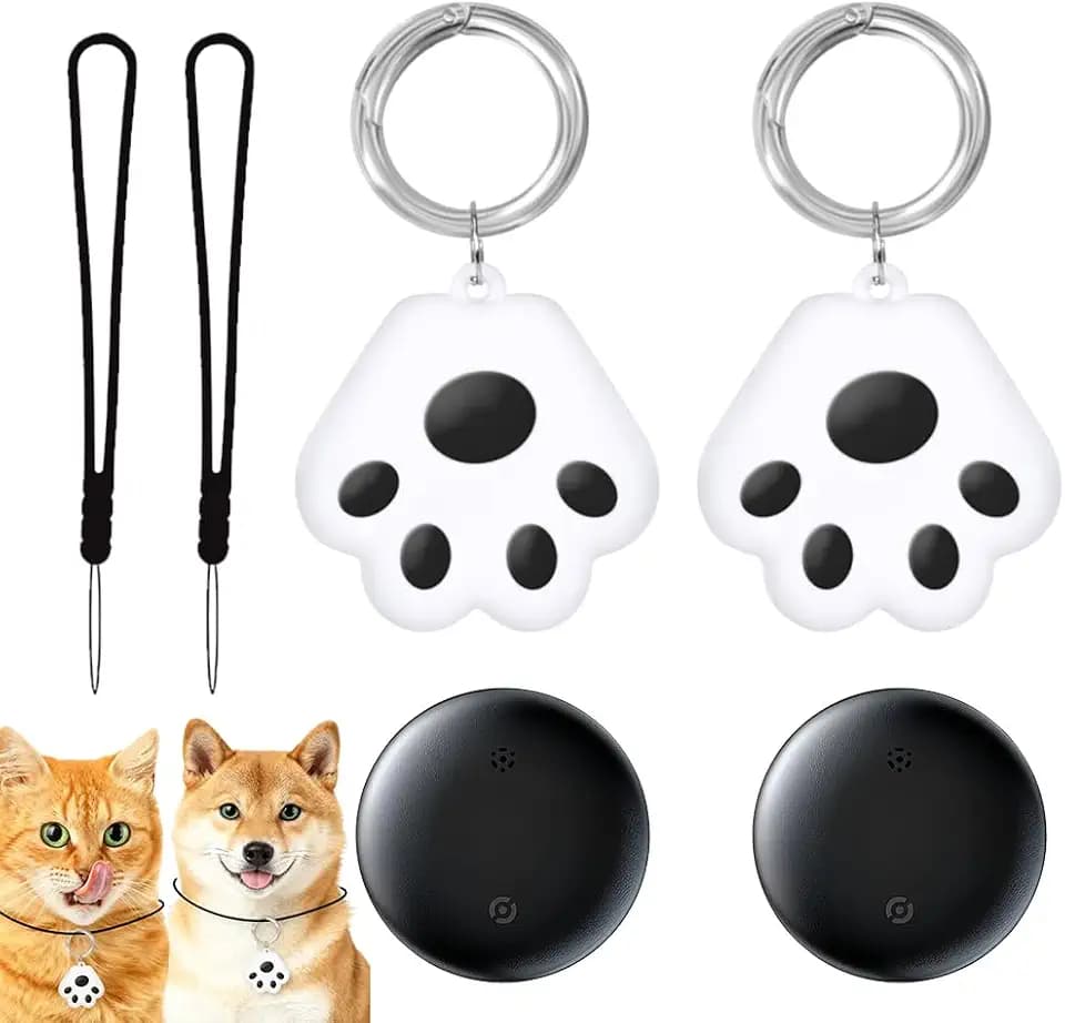 2 Stück GPS Tracker Katze, GPS Tracker Hund, Katzentracker Wasserdicht, Haustier Ortungsgerät, Live-Ortung, Ohne ABO, Weltweite Standortverfolgung (Nur Kompatibel mit iOS)