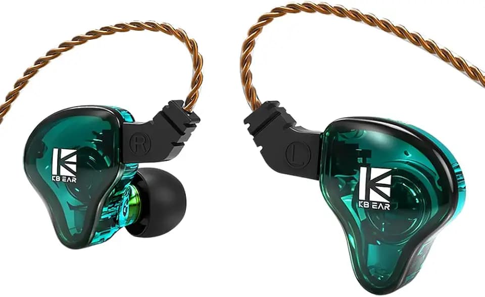 KBEAR KS2 iem, in Ear Monitor Headphones Hybrid 1BA 1DD Wired Earbuds Stereo Bass HiFi IEM Earphone Noise Cancelling High Resolution with Detachable Cable for Running Gaming (USBC With Mic, Green)