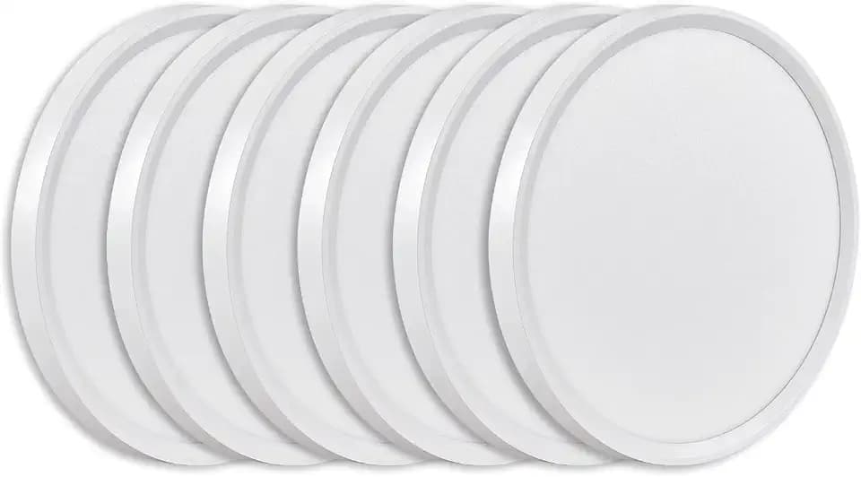 9Inch 6PK White LED Flush Mount Ceiling Light,18W,1860LM, 3CCT Selectable
