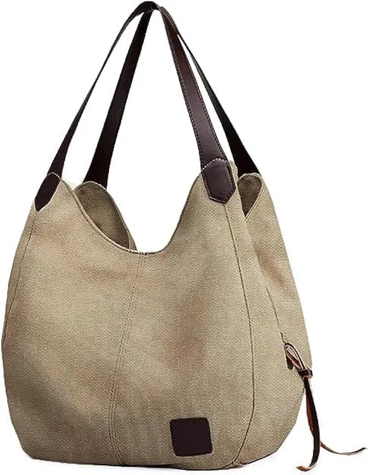 Women Canvas Hobo Purse Multi Pocket Handbags Shoulder Bags Totes Purses