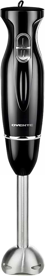 OVENTE Electric Corded Hand Blender, 300W with 2 Mixing Speeds Black HS560B