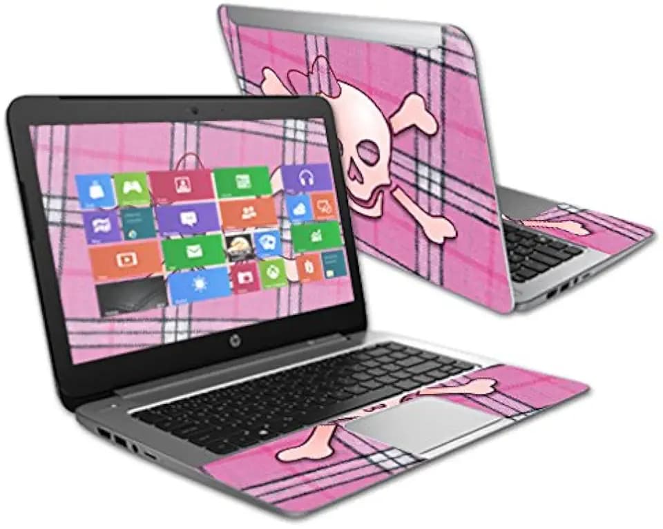 MightySkins Skin Compatible with HP Stream 14" (2015) Laptop Cover wrap Sticker Skins Pink Bow Skull