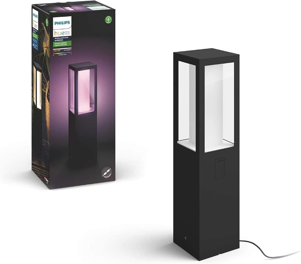 Philips Hue Impress Außen-Sockelleuchte, Gartenbeleuchtung, Schwarz