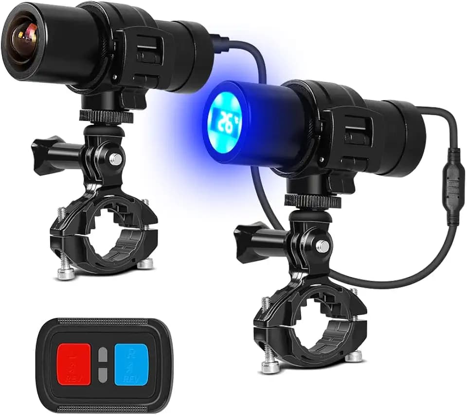 VSYSTO Bicycle Camera with Temperature Display, WiFi 2K WDR 170° Super Wide Angle Bike Handlebar Dash Camera, Remote Control, Night Vision, Waterproof, Loop Recording, G-Sensor