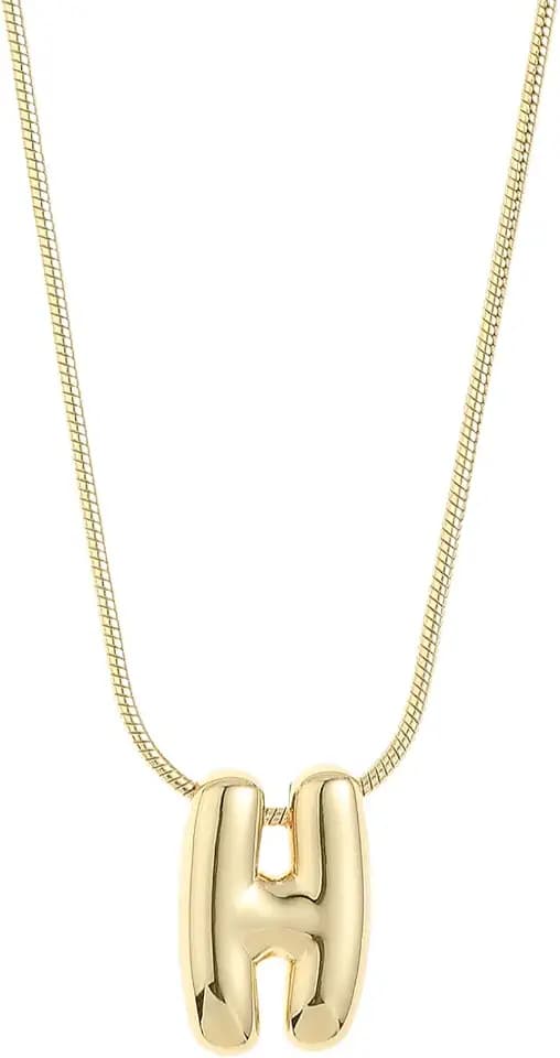 Leo & Luca Balloon Initial Necklace - Bubble Letter Gold Necklace - Necklace Charm - Unique Personalized Gifts for Women - Gold Plated Trendy Alphabet Pendant