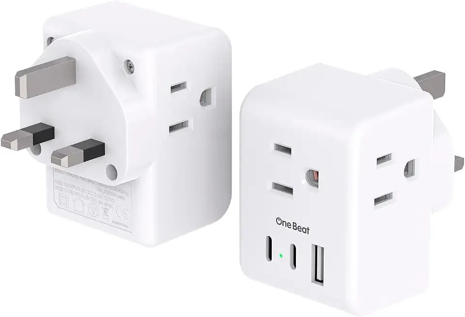 One Beat US to UK Ireland Travel Plug Adapter, Type G Plug Adapter 2 Pack