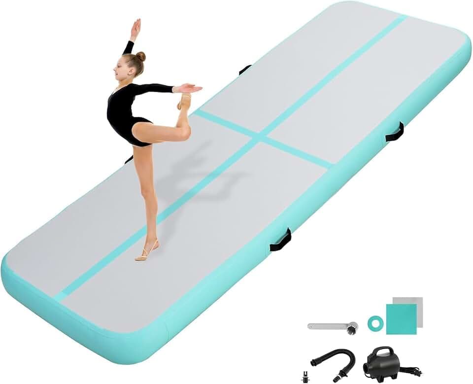 10/20CM Hoch Gymnastikmatte Tumbling Matte, 2/3/4/5/6M Aufblasbar Gymnastik Track Matte Air Turnmatte mit Luftpumpe Aufblasbare Sportmatte für Fitness/Outdoor/Yoga/Training usw