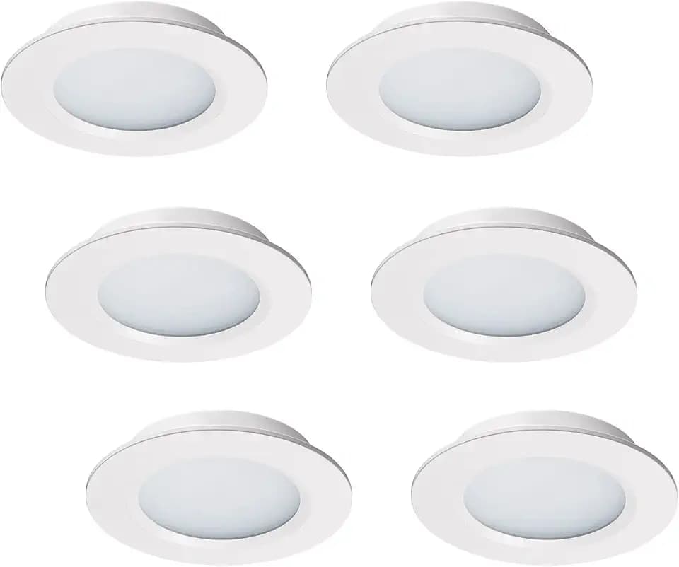 12V LED-Leuchten für Wohnmobile, Boote und Anhänger - Tageslicht 6000K, 300 Lumen, 3W, dimmbare Niedervolt-Mini-Einbauleuchten Weiß - 6er-Pack