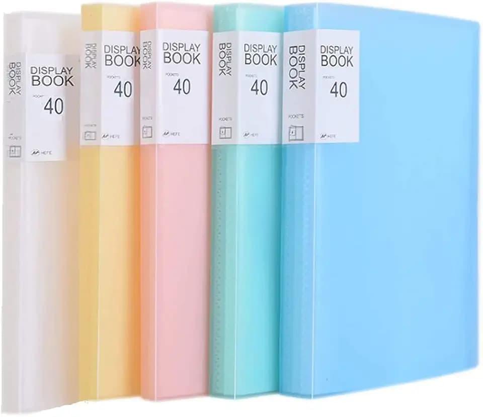 TUKA-i-AKUT [5x] A2 Sichtbuch PP insgesamt 200 Klarsichthüllen für 400 Blatt (je Buch 40 Klarsichthüllen), Transparente Hülle, Solid Präsentationsordner aus PP, 5er Set in 5 Farben, TKD8039-5x