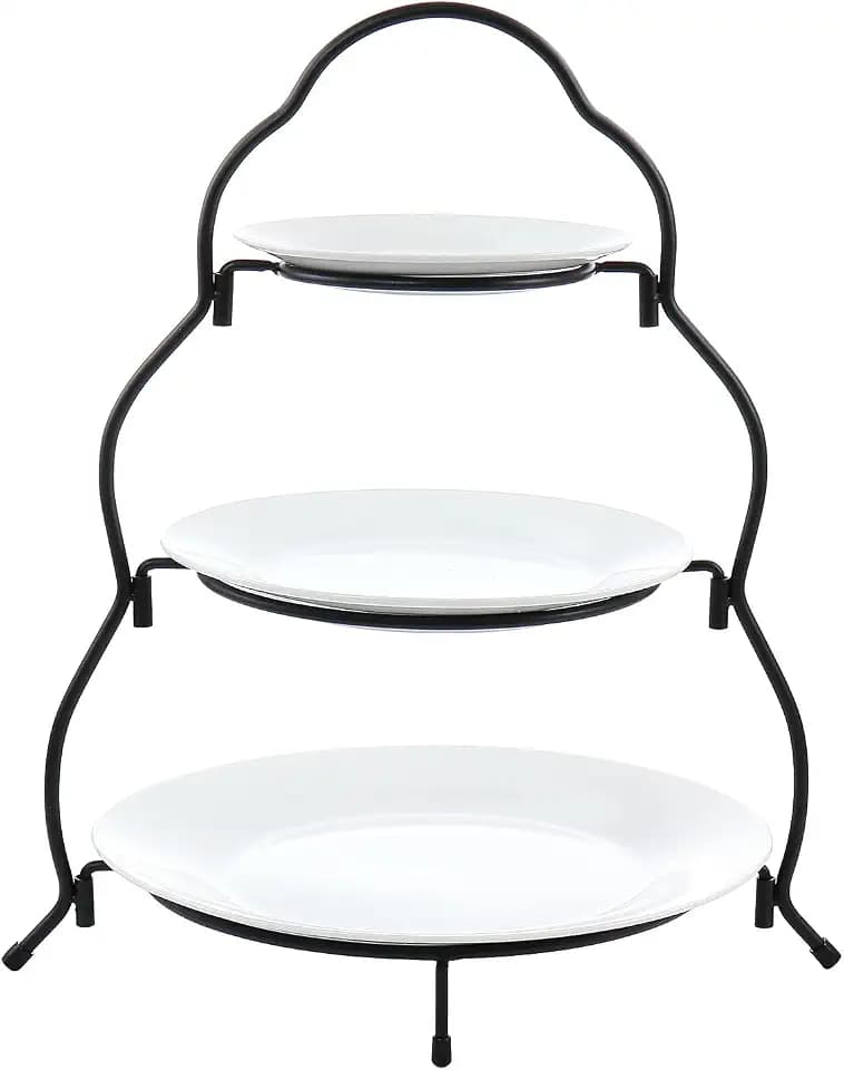 Elama 3 Tier Round Plate Porcelain Serveware Set