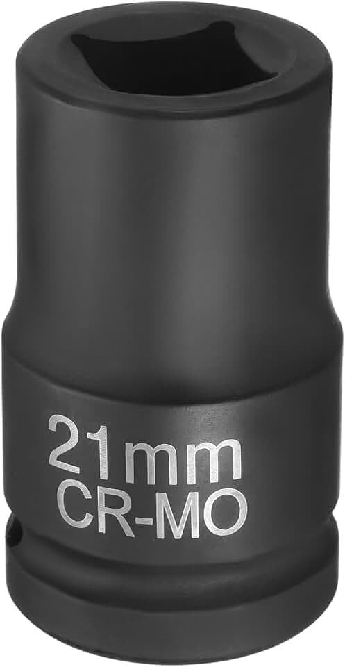 sourcing map 4-Punkt-Vierkant-Stecknuss, 1-Zoll-Antrieb, 21 mm, metrischer Vierkant-Stecknuss, CR-MO Schwärzung, Standard-Radhülse, pneumatisches Hülsenwerkzeug für Autoreparatur, mechanische Wartung