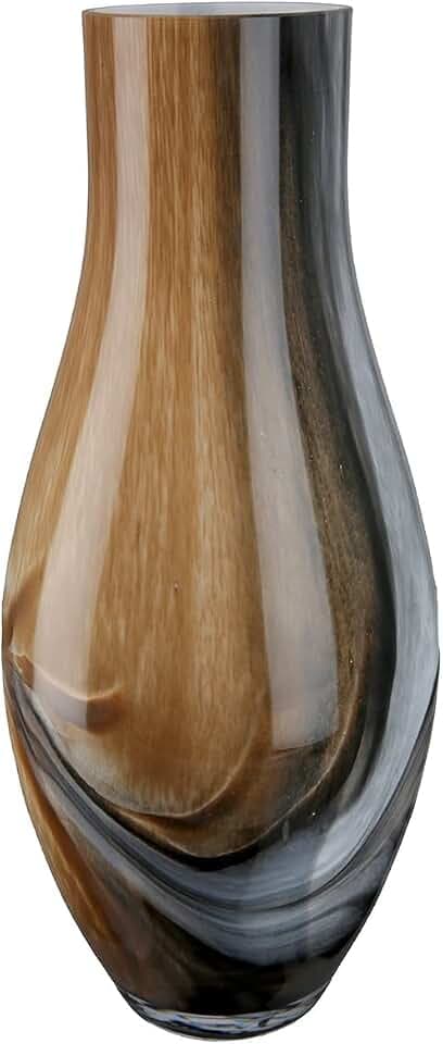 GILDE Glas Vase Draga - große Dekovase Blumenvase Höhe 40 cm braun schwarz Mamor Optik - europäische Herstellung