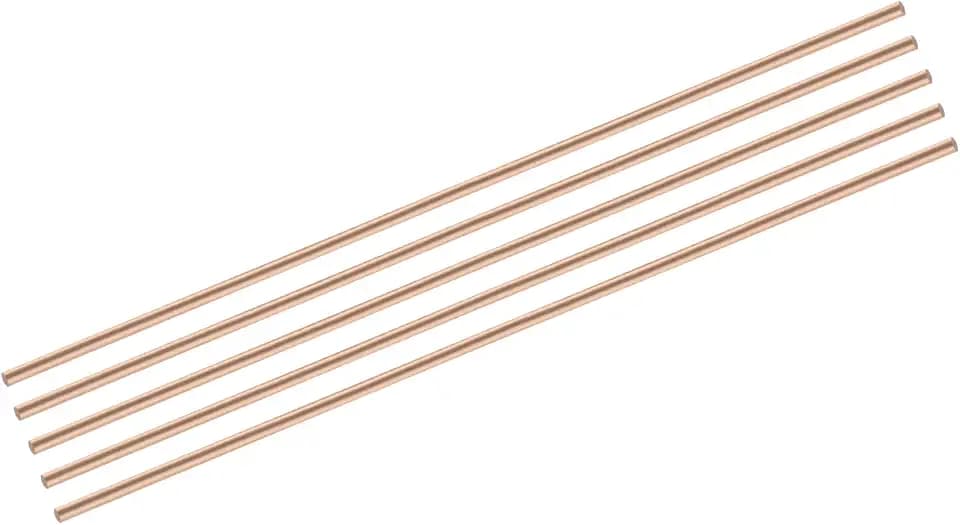 QUARKZMAN 5er-Pack Reiner Kupfer Rundstab 4mm/0,16 Zoll Durchmesser 300mm/12 Zoll Länge Massiver Kupferstab Drehbankstange für DIY Metallhandwerk Metallbearbeitung Hobbys