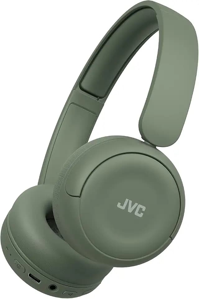 JVC Wireless Headphones with 50H Battery Life, Soft Cushions, Foldable Design, Bluetooth 5.3, Multipoint Connection, App EQ, Built-in Mic – Matte Green - HAS59WG