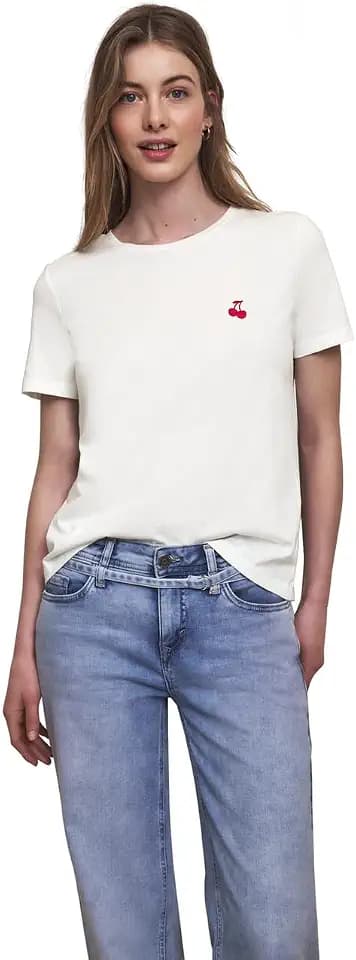 Damen T-Shirt mit Rundhals und Stickerei