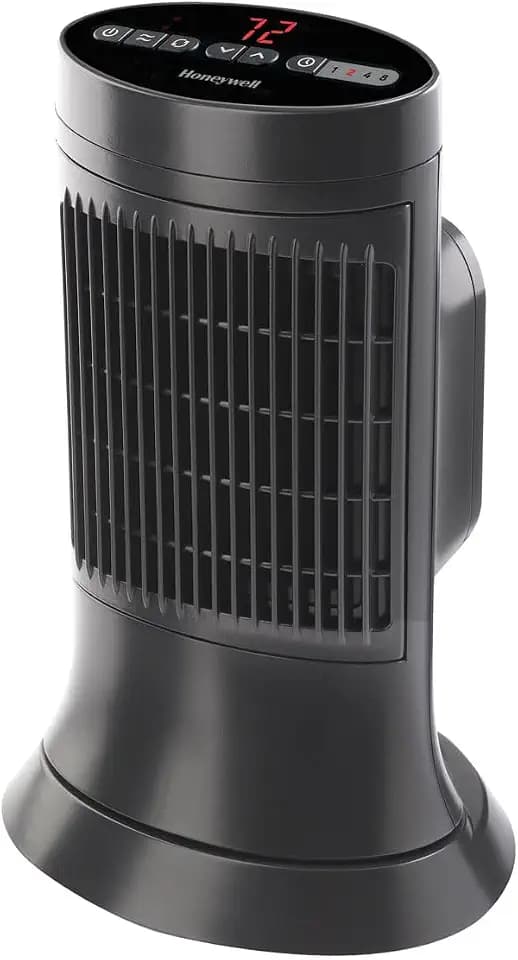 Honeywell Slim Ceramic Tower Heater, Small Room, Black – Easy to Use – Slim Space Heater with Two Heat Settings