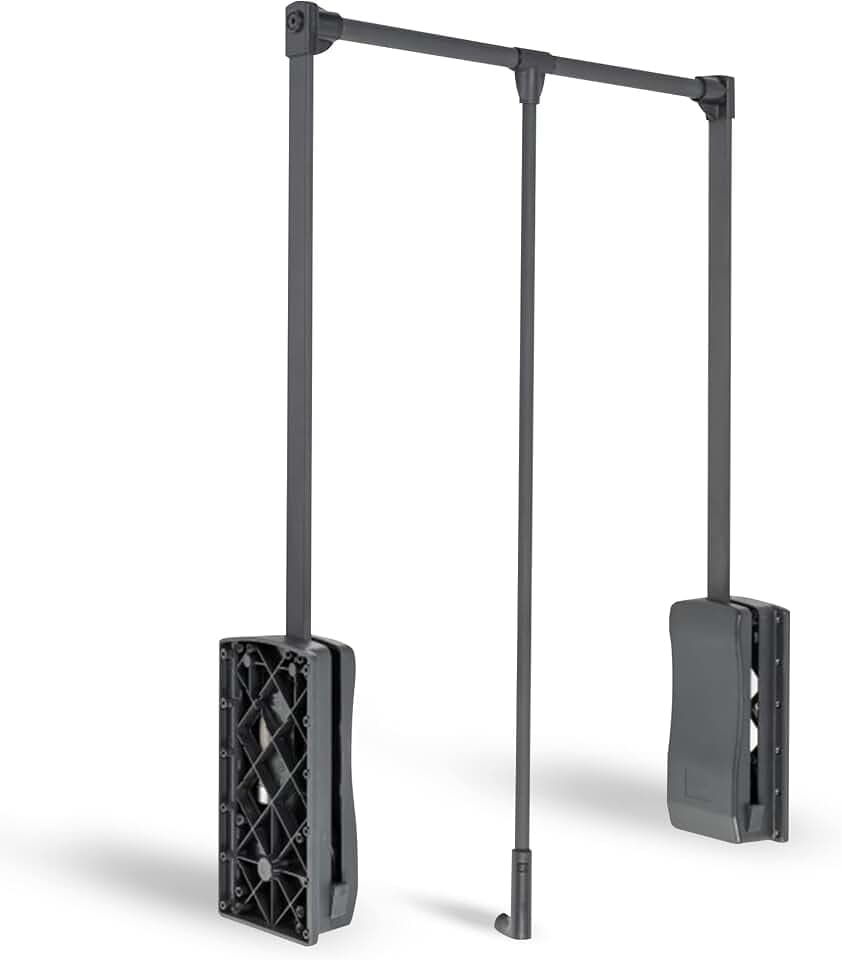 DOJA Barcelona | Klappbarer Kleiderlift | 875-1200mm | Schwarz | Garderobenlift für Garderobe, Schrank, Ankleidezimmer | Wardrobe lift | Garderobenstange für Mäntel, Kleider...