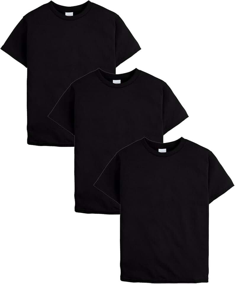 Hanes Boys’ EcoSmart T-Shirt Pack, Short-Sleeve Tee, Crewneck T-Shirts for Kids, 3-Pack