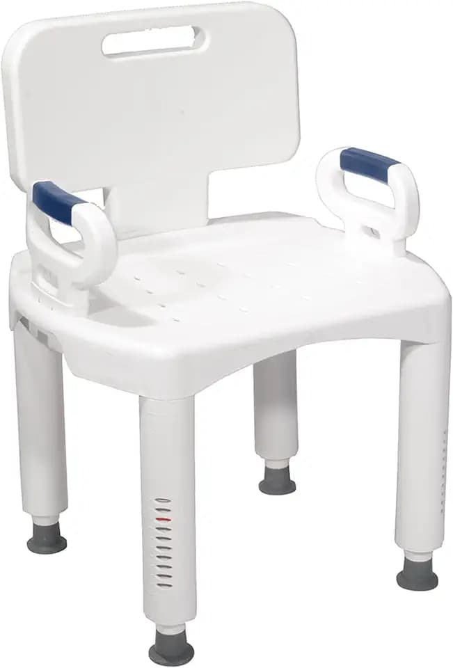 Drive Medical Shower Chair with Back and Arms, White, 350 Lb Capacity