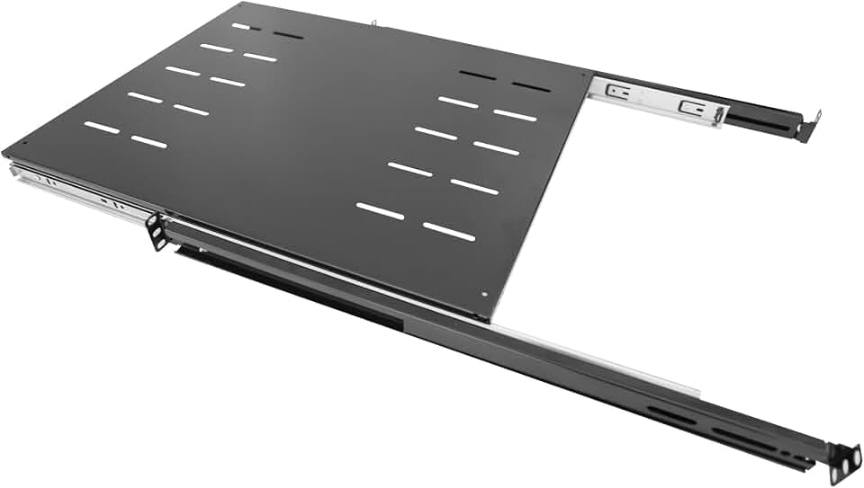 GlobalRack 1U Sliding Shelf,31-45" Adjustable, Double-Sided, Soft-Close
